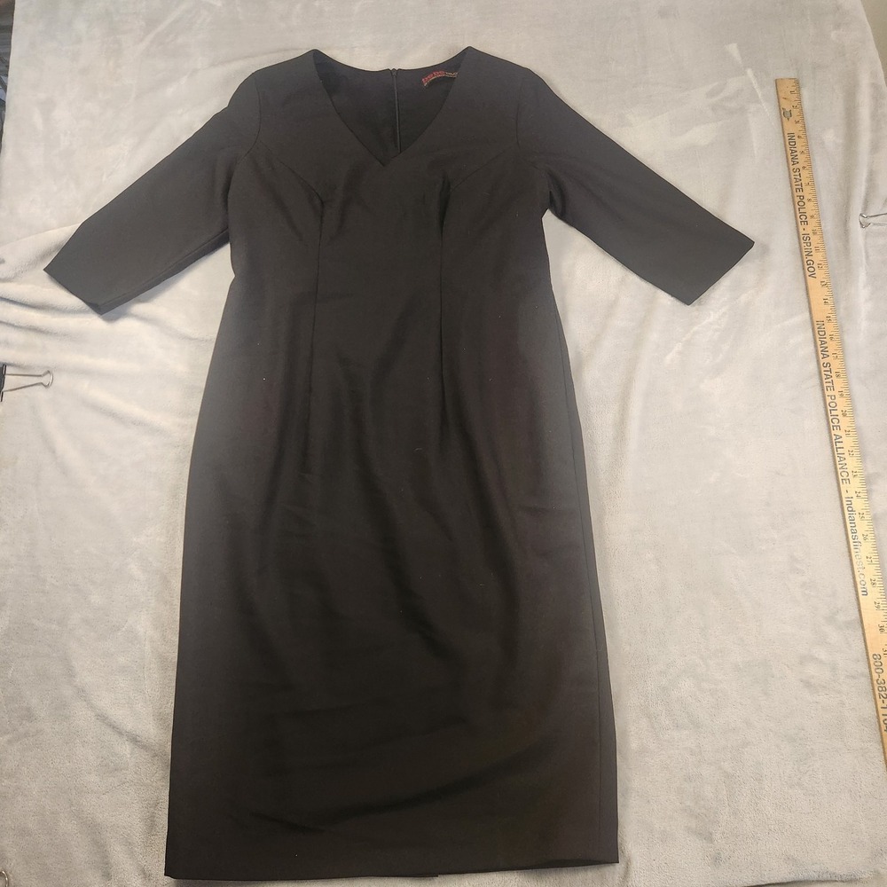 Bebe Dress Womens Black A Line‎ 3/4 Sleeves Vintage Midi Office Career Sunday